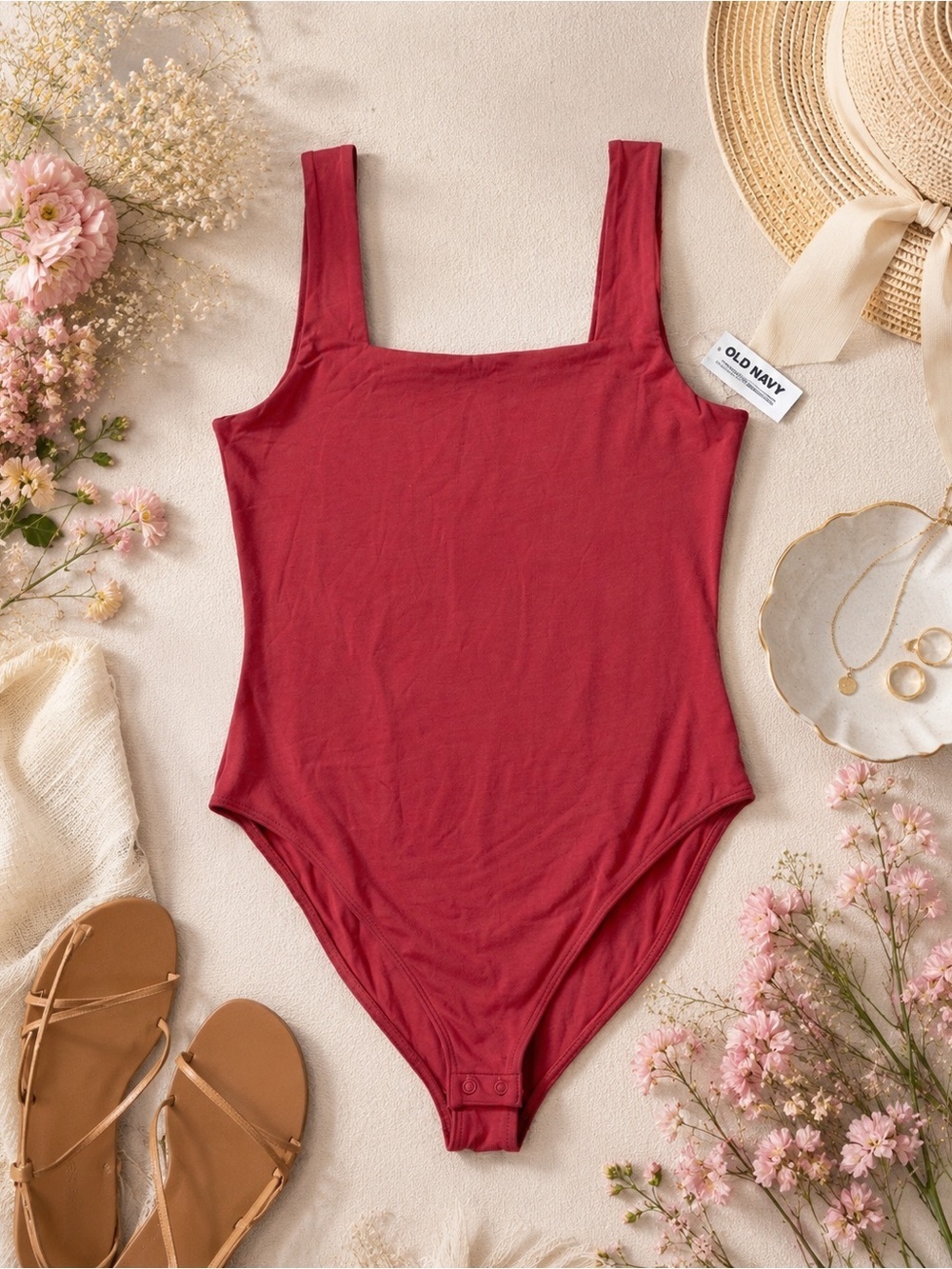 NWT Old Navy Double -Layer Scoop-Neck Bodysuit in Gingerspice Size Small - Picture 10 of 10